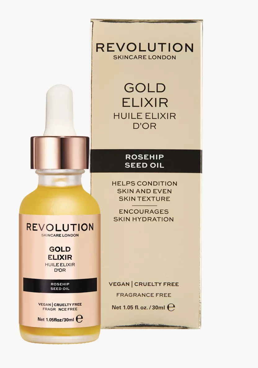 سرم گلد الکسیر رولوشن با روغن دانه رزهیپ حجم 30 میلی لیتر