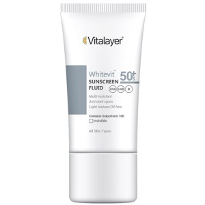 فلوئید ضد آفتاب و ضد لک بی رنگ Whitevit SPF50 ویتالیر 