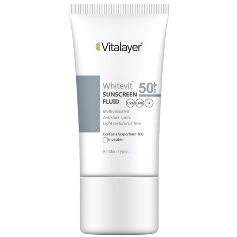 فلوئید ضد آفتاب و ضد لک بی رنگ Whitevit SPF50 ویتالیر 