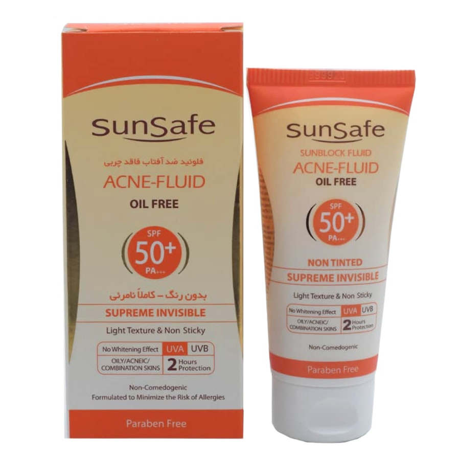 فلوئید ضد آفتاب سان سیف spf50 فاقد چربی بی رنگ 50ml