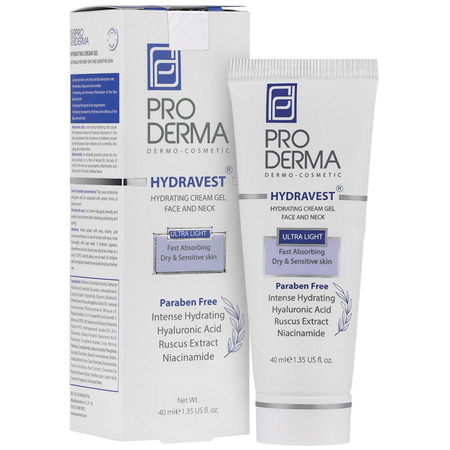 کرم ژل آبرسان صورت و گردن پرودرما