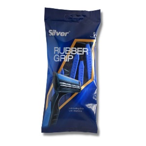 تیغ اصلاح سیلور مدل Rubber Grip Blue تعداد 5 عدد