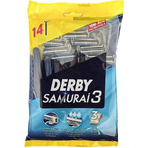 خود تراش سه لبه مدل Samurai 3 بسته 14 عددی دربی