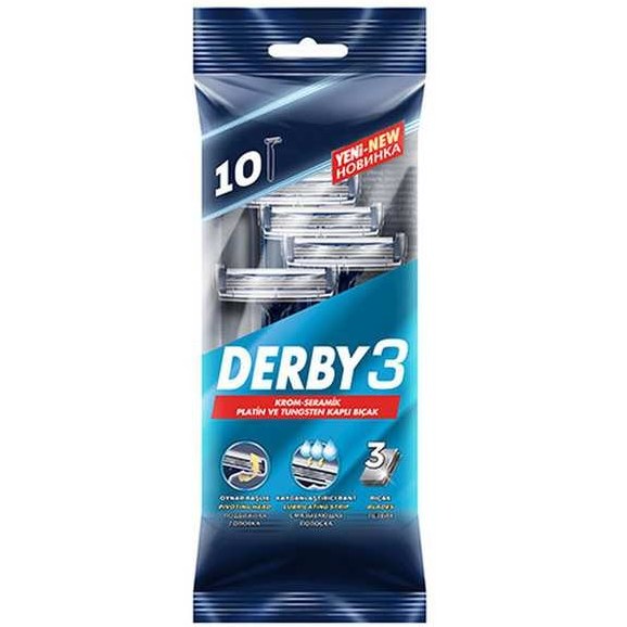 خودتراش سه لبه مدل samurai 3 بسته 10 عددی دربی