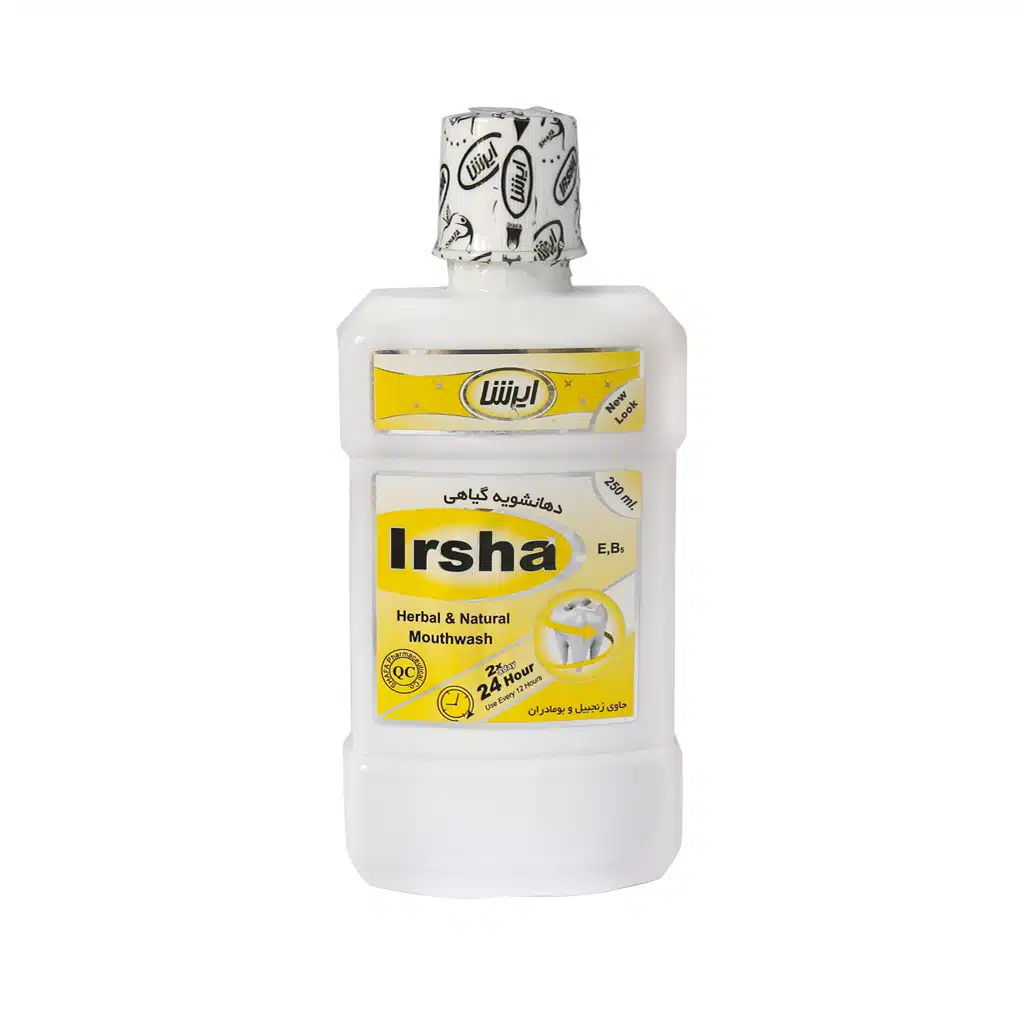 دهانشویه گیاهی ایرشا حاوی عصاره زنجبیل و بومادران 250 میلی لیتر