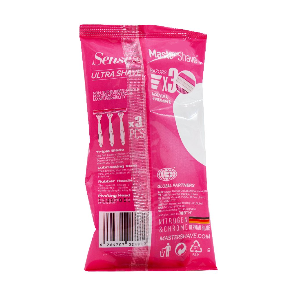 خودتراش زنانه 3 لبه مستر شیو مدل Sense 3 بسته 3 عددی