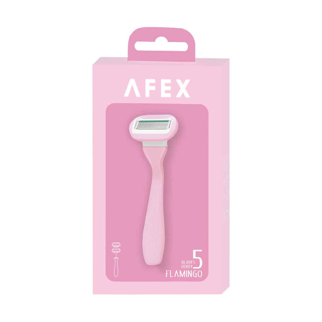 خودتراش زنانه افکس مدل 5 لبه فلامینگو با یدک اضافه