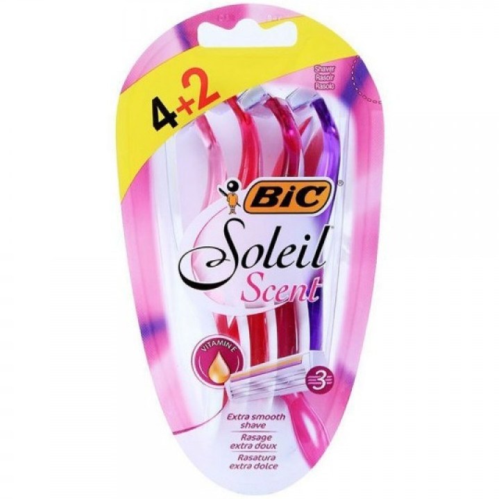 تیغ اصلاح بانوان سولیل عطری 3 تیغه 2+4 عددی بیک