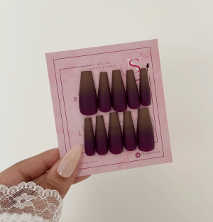 ست ناخن آمبره زرشکی و قهوه ای سایز لارج