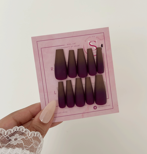 ست ناخن آمبره زرشکی و قهوه ای سایز لارج