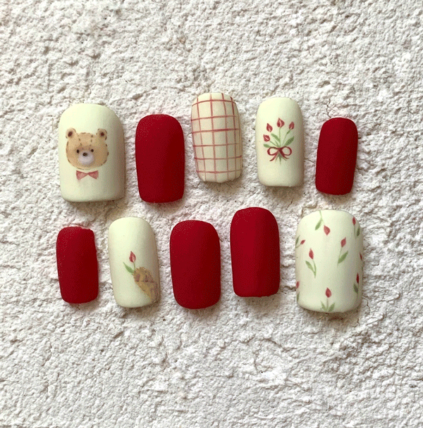 ست ناخن طرح خرس و رز پینترستی