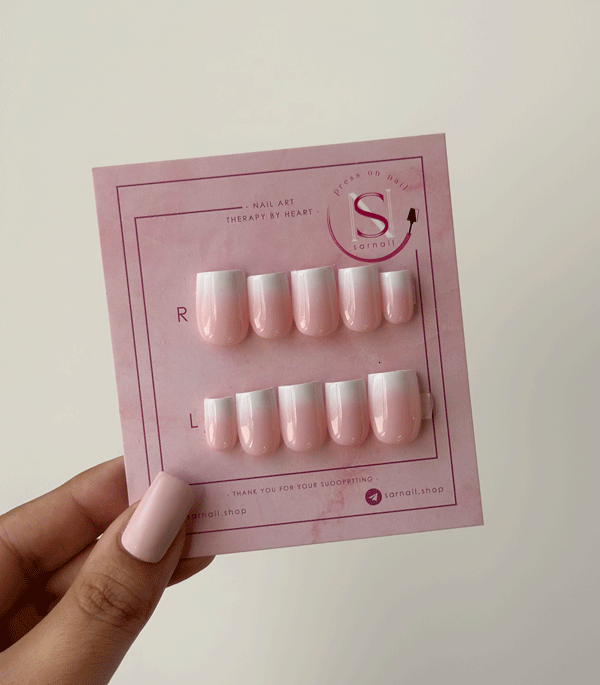 ست ناخن طرح آمبره سفید صورتی