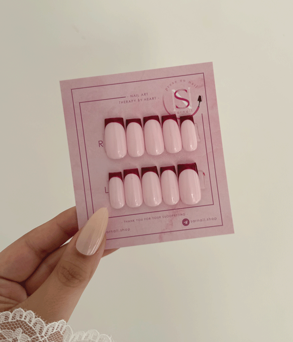 ست ناخن طرح فرنچ چری